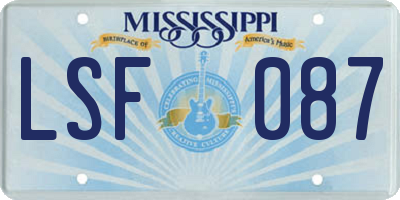 MS license plate LSF087
