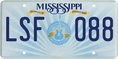 MS license plate LSF088