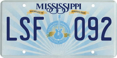MS license plate LSF092