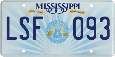 MS license plate LSF093