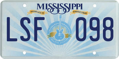 MS license plate LSF098