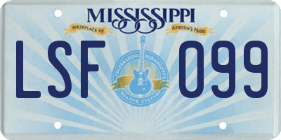 MS license plate LSF099
