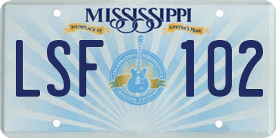 MS license plate LSF102
