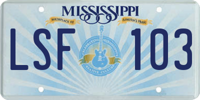 MS license plate LSF103