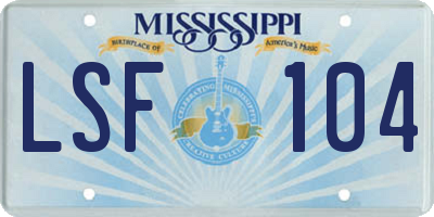 MS license plate LSF104
