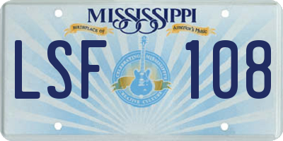 MS license plate LSF108