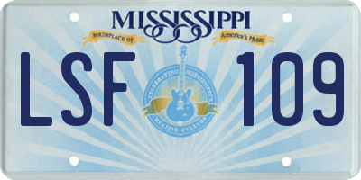 MS license plate LSF109
