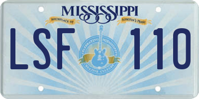 MS license plate LSF110