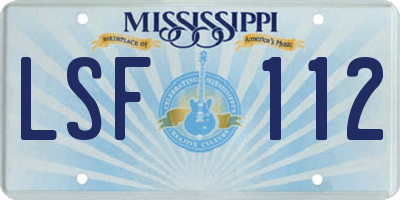 MS license plate LSF112