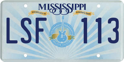 MS license plate LSF113