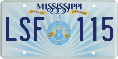 MS license plate LSF115