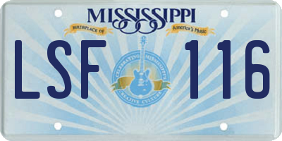 MS license plate LSF116