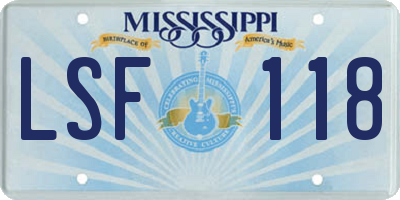 MS license plate LSF118