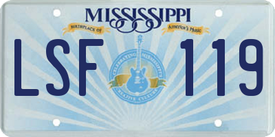 MS license plate LSF119
