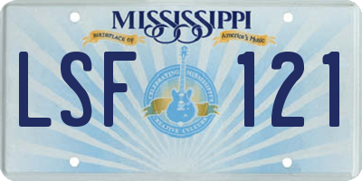 MS license plate LSF121