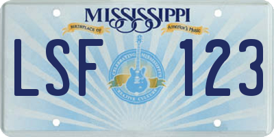 MS license plate LSF123