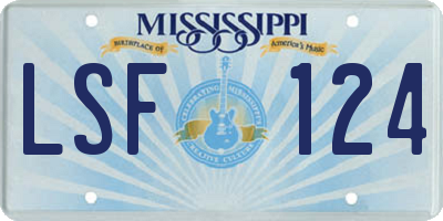 MS license plate LSF124