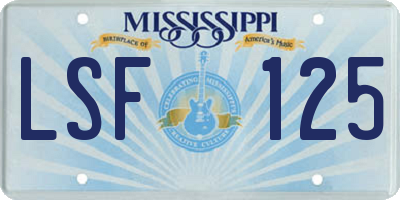 MS license plate LSF125