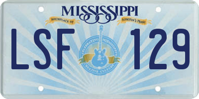 MS license plate LSF129