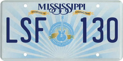 MS license plate LSF130