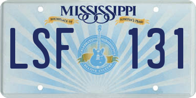 MS license plate LSF131