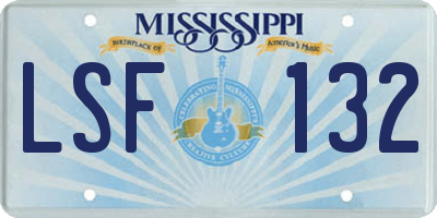 MS license plate LSF132