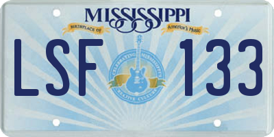 MS license plate LSF133