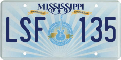 MS license plate LSF135