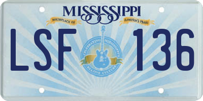 MS license plate LSF136