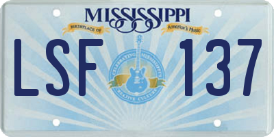 MS license plate LSF137