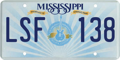 MS license plate LSF138