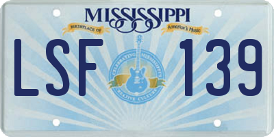 MS license plate LSF139