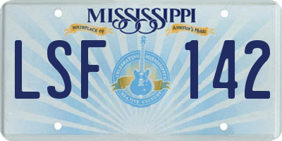 MS license plate LSF142