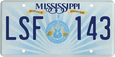 MS license plate LSF143