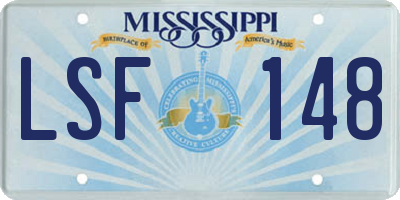 MS license plate LSF148