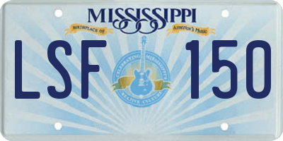 MS license plate LSF150