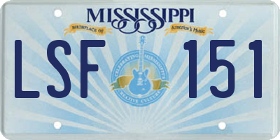 MS license plate LSF151