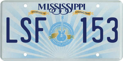 MS license plate LSF153