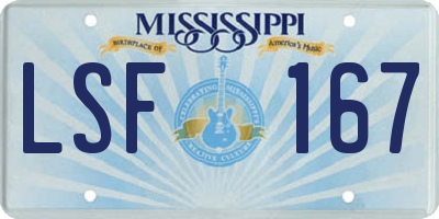 MS license plate LSF167