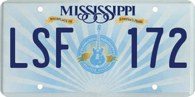 MS license plate LSF172