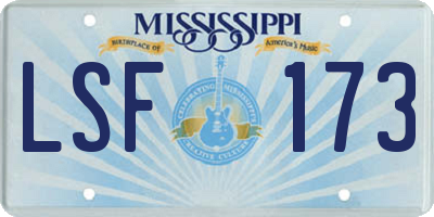 MS license plate LSF173