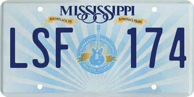MS license plate LSF174