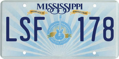MS license plate LSF178