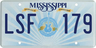 MS license plate LSF179