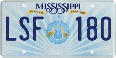 MS license plate LSF180