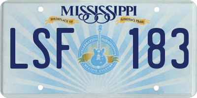 MS license plate LSF183