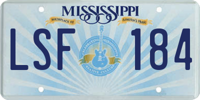 MS license plate LSF184