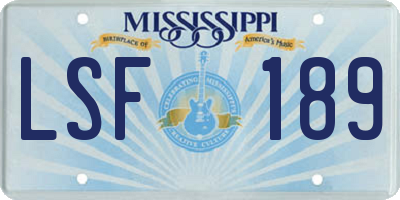 MS license plate LSF189