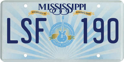 MS license plate LSF190