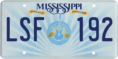 MS license plate LSF192